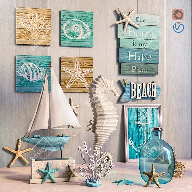 Seaside Delights Decor Set 3D model image 2