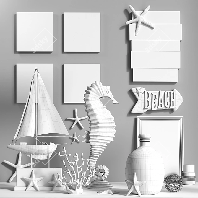 Seaside Delights Decor Set 3D model image 3