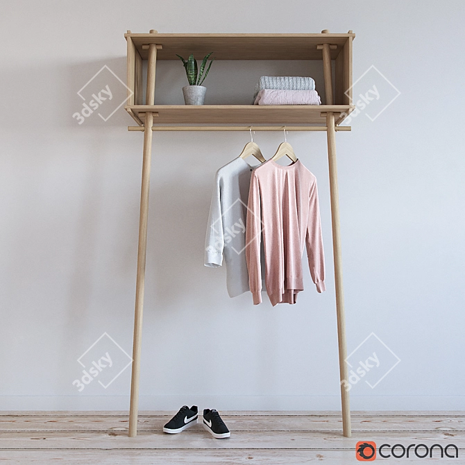 Contemporary Wardrobe Solution 3D model image 1