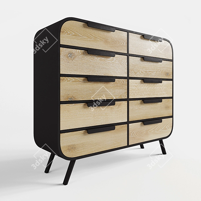 Scandi Dolio Chest 64066 - Danish Design Chest of Drawers 3D model image 2