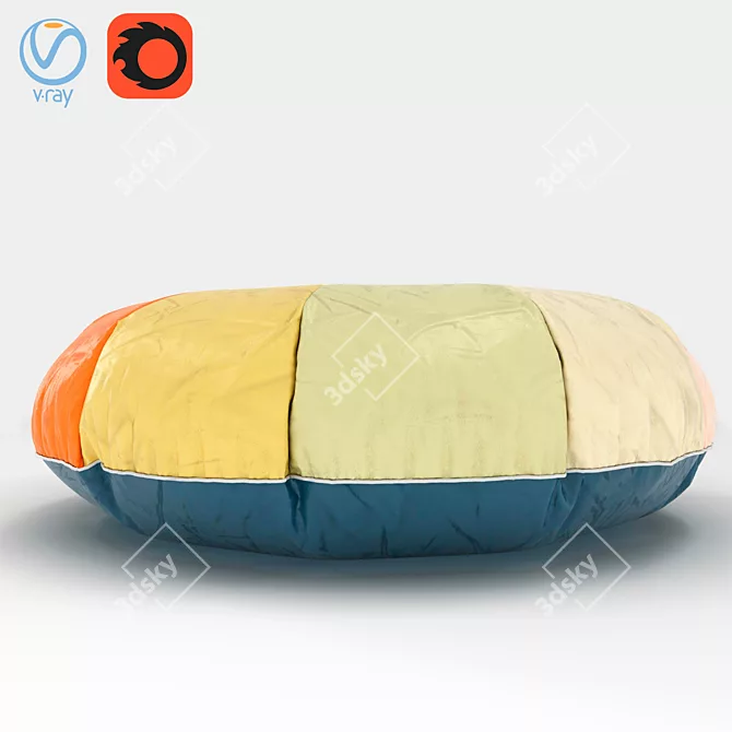 Padded Pouf Stool 3D model image 2