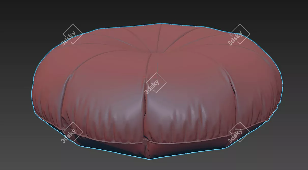 Padded Pouf Stool 3D model image 3