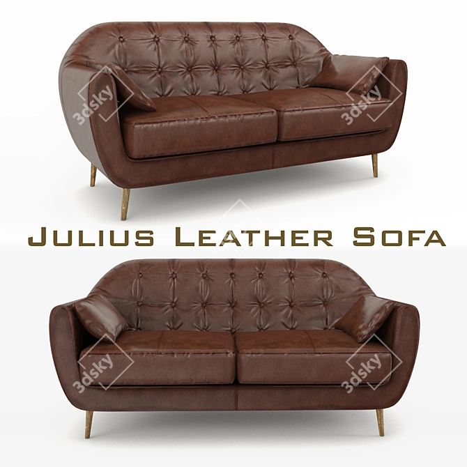 Sleek Julius Leather Sofa 3D model image 1