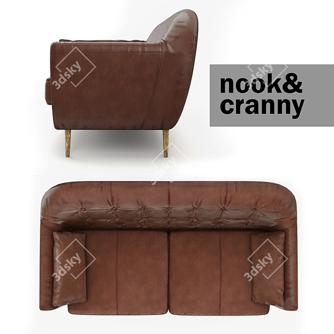 Sleek Julius Leather Sofa 3D model image 2