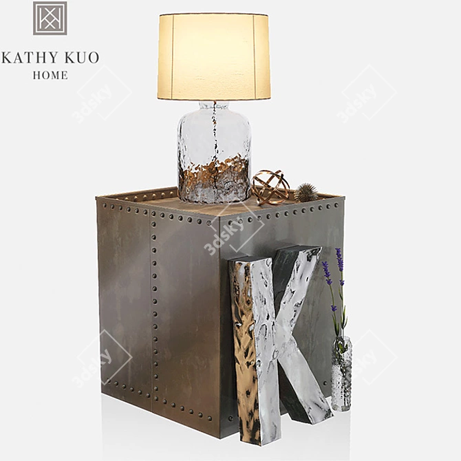 Industrial Loft Iron Cube Side Table 3D model image 1