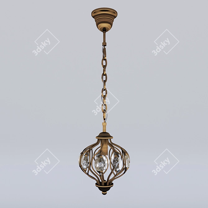 Fes Pendant Lamp: Crystal & Metal, Brown (1-Light) 3D model image 1