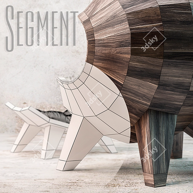 Segment: Designer Solid Wood Chair 3D model image 2