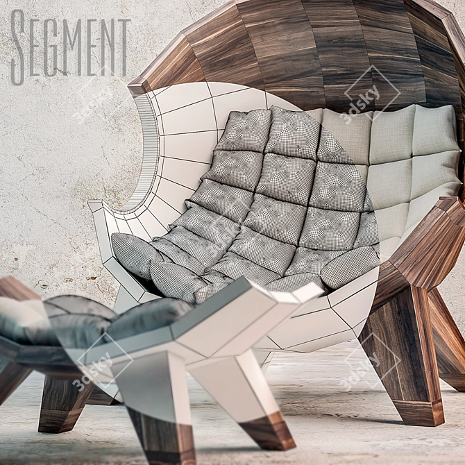 Segment: Designer Solid Wood Chair 3D model image 3