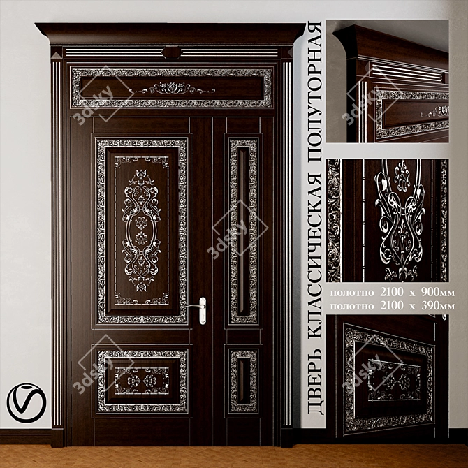 Classic Carved Half Door: 3D Max Model 3D model image 1