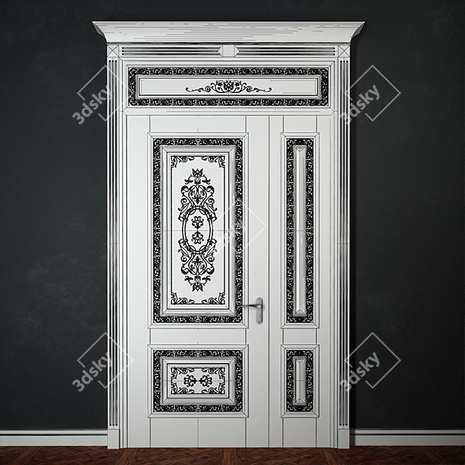 Classic Carved Half Door: 3D Max Model 3D model image 2