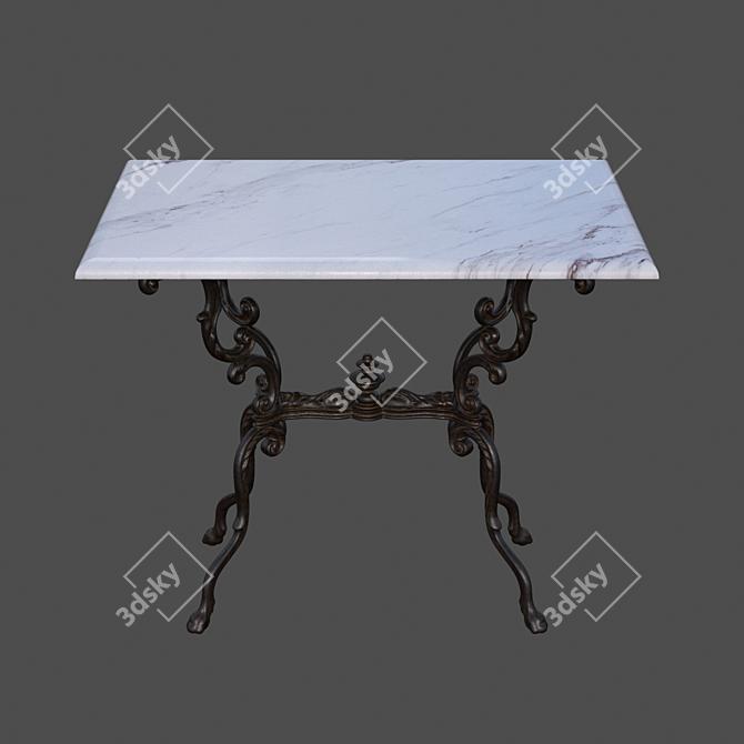 19th Century French Iron & Marble Table 3D model image 2