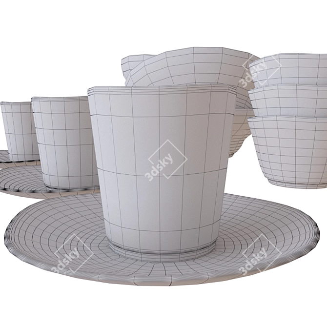 Elegant Utensil Set: Cups, Plates, and Bowls from IKEA 3D model image 3