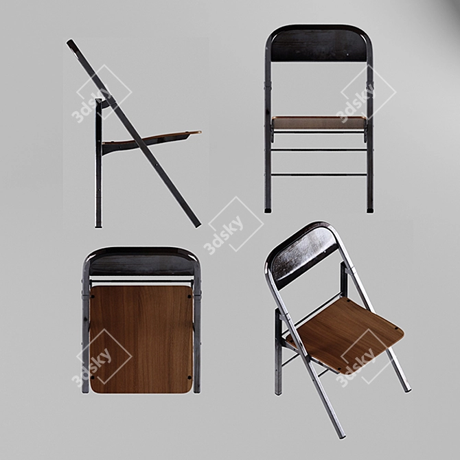 Vintage Metal Chair - Stylish Antique Design 3D model image 2