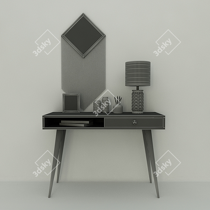 Elegant Wall Table & Decor 3D model image 2