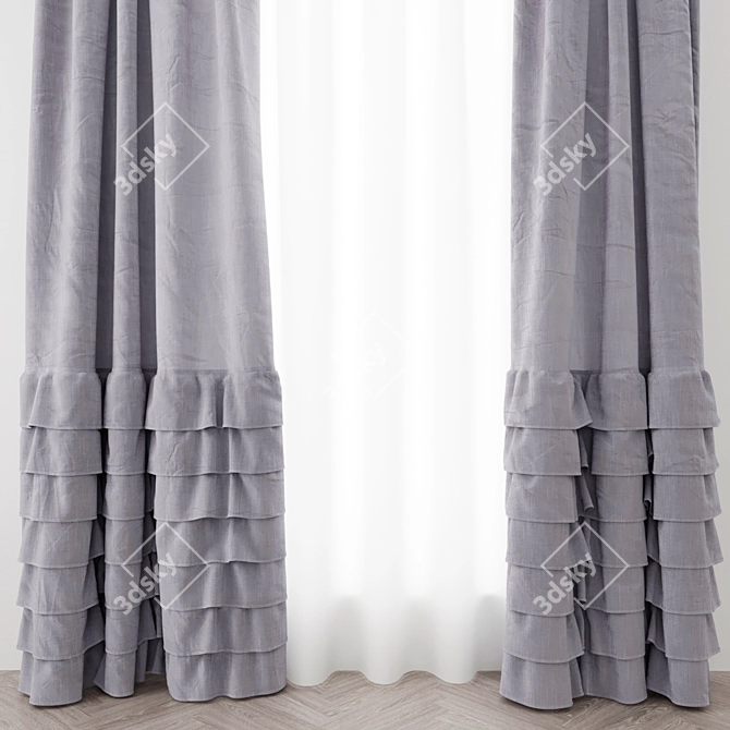 Elegant Drapery Curtains 3D model image 2