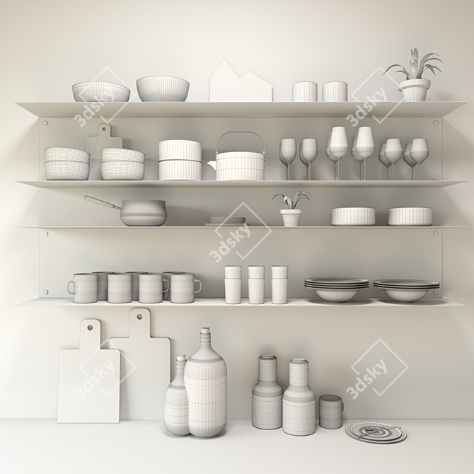 Elegant Kitchen Décor Set 3D model image 2