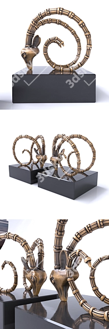 Elegant Ibex Bookend Set 3D model image 2