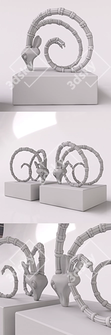 Elegant Ibex Bookend Set 3D model image 3