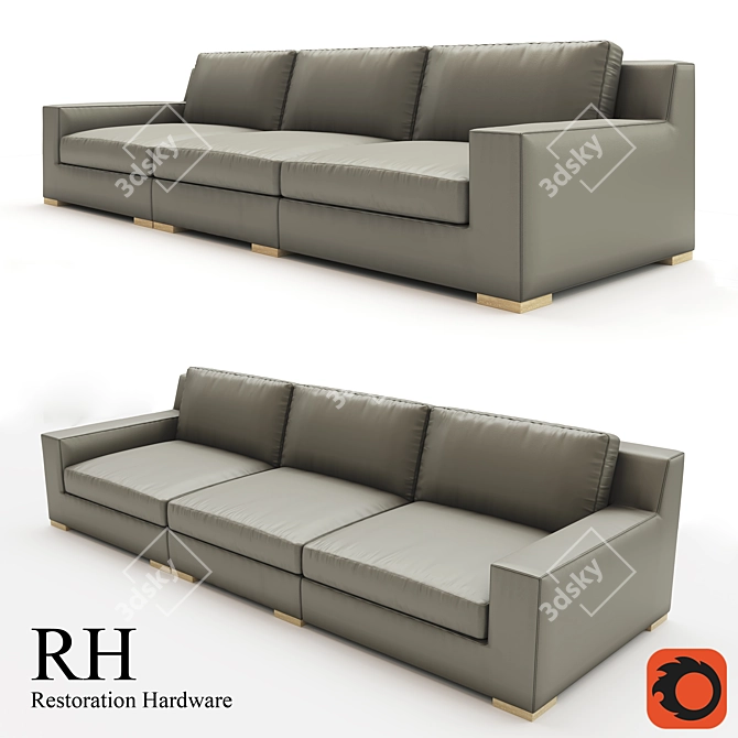 Modena Leather Sofa Sectional 3D model image 1