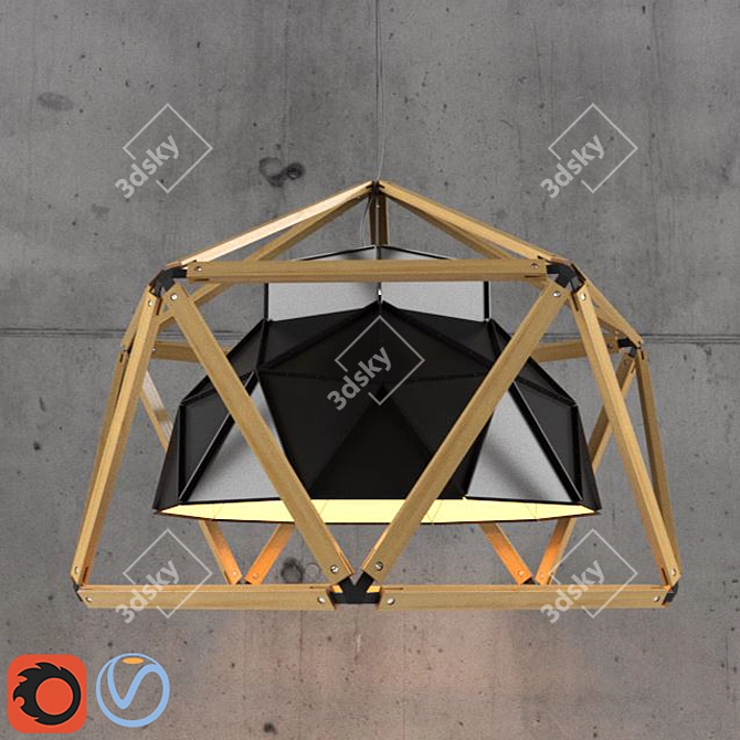 Hexagonal Wooden Cage - Unique & Stylish 3D model image 1