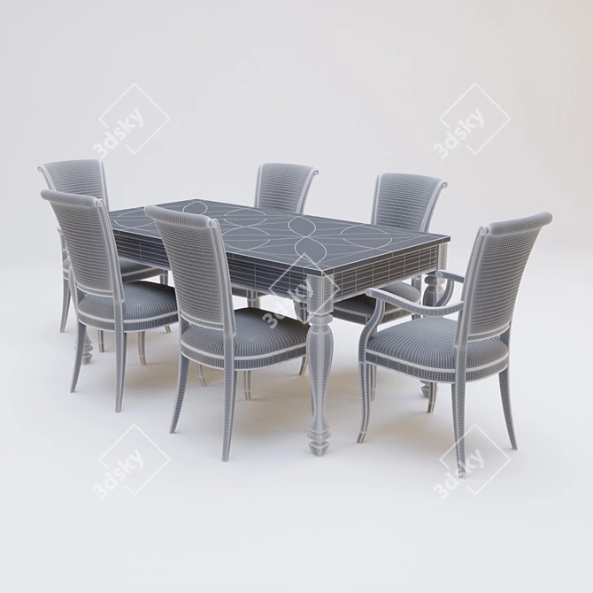 Italian 100x100 Classico Dining Set 3D model image 3