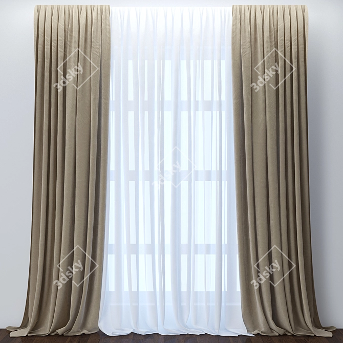 Elegant Curtain Collection 3D model image 1