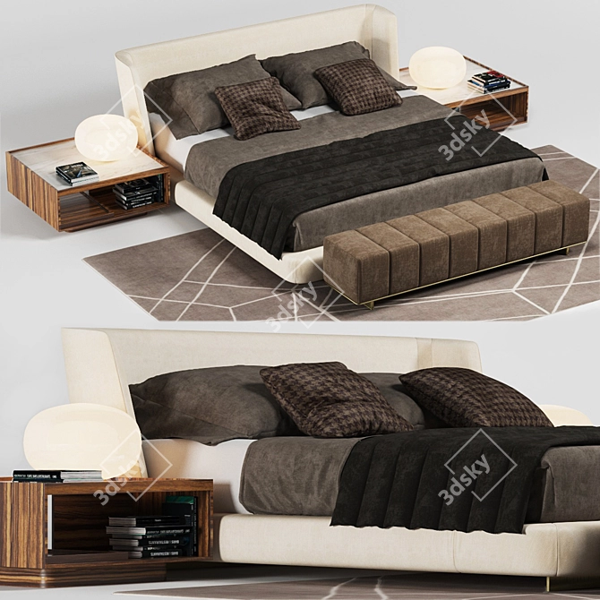Luxury Minotti Creed Bed 3D model image 1