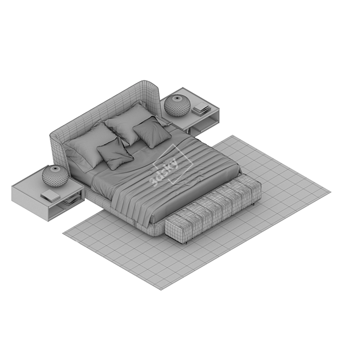Luxury Minotti Creed Bed 3D model image 3