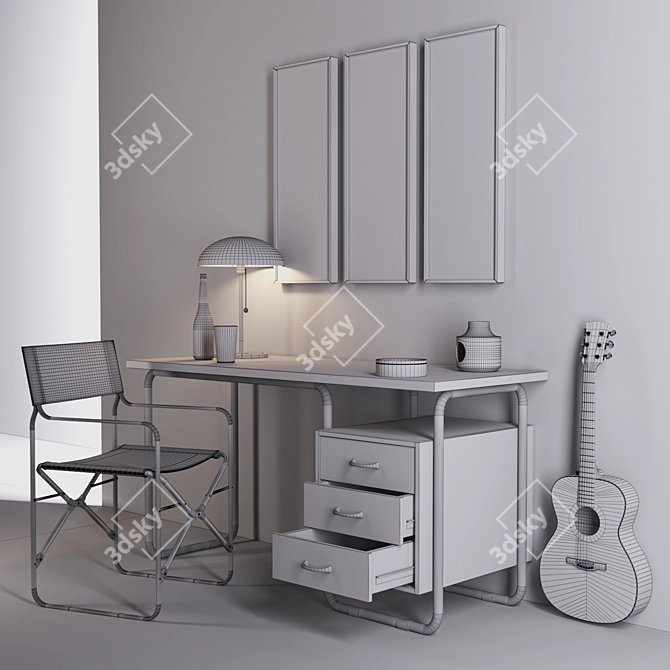 Modern Design Collection: Chair, Table, Guitar 3D model image 3