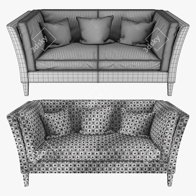 Brooks Leather Settee by Crate & Barrel 3D model image 3