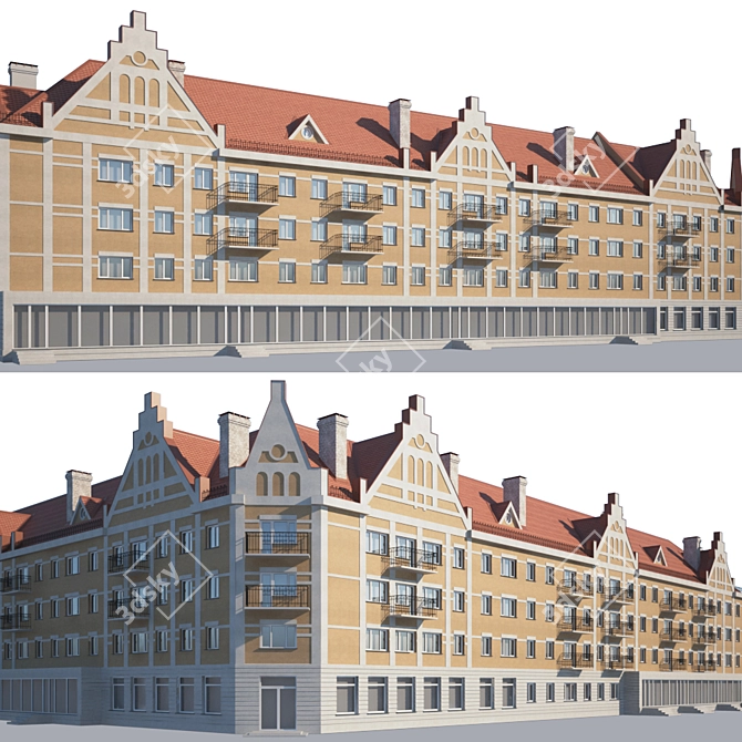 Renovated Low-Rise Corner Building 3D model image 1