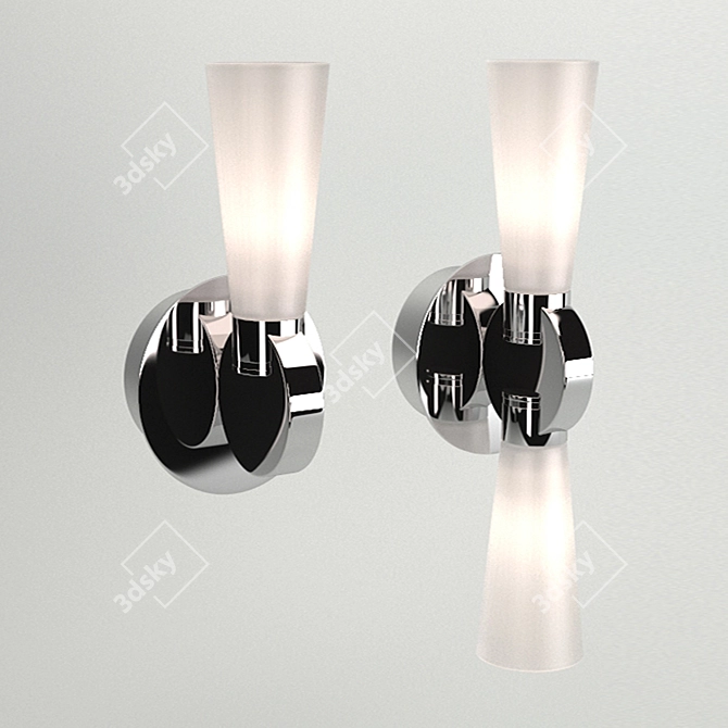 Sleek Chrome Bathroom Wall Sconces 3D model image 1