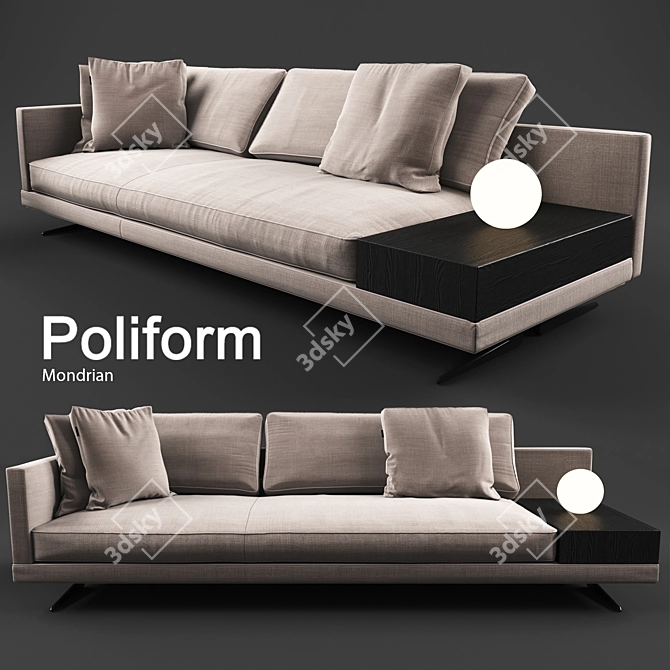 Elegant Poliform Mondrian Sofa 3D model image 1