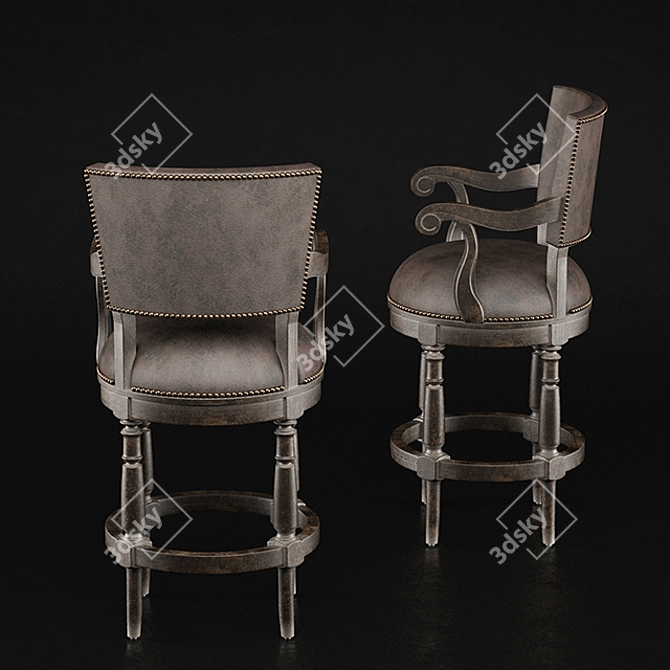 Vintage Leather Counter Stool 3D model image 2