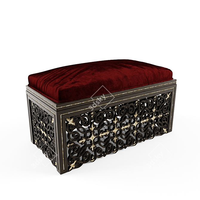 Exquisite Pearl Wood Damascene Bench 3D model image 1