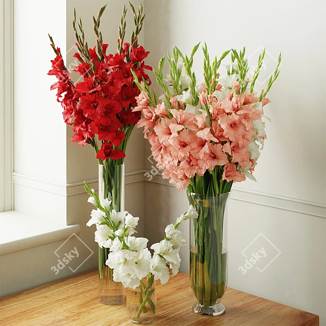 Ruby Gladiolus Flower 3D Model 3D model image 1