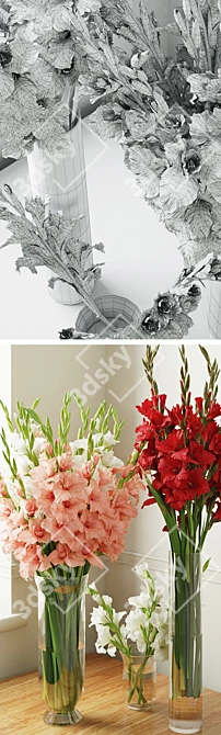 Ruby Gladiolus Flower 3D Model 3D model image 3