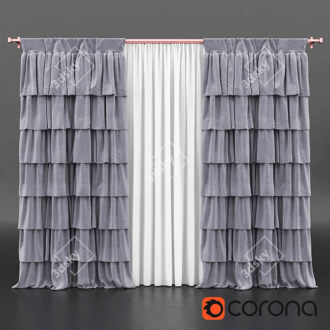 Luxe Dream Velvet Drapes 3D model image 1