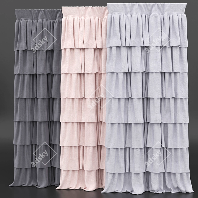 Luxe Dream Velvet Drapes 3D model image 2