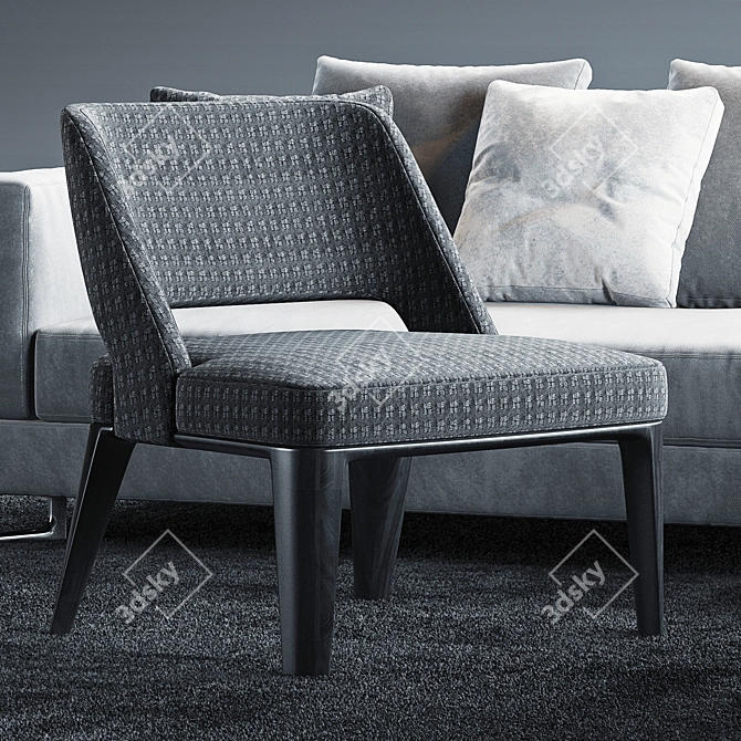 Contemporary Minotti Set 5: Sofa, Chair, and Coffee Table 3D model image 2