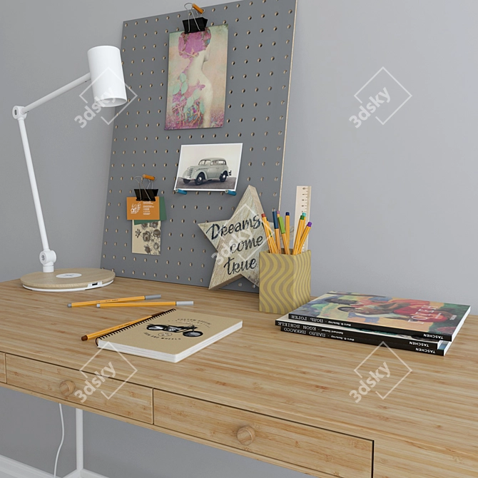 LILLASEN Desk: Elegant Workspace with Decor 3D model image 2