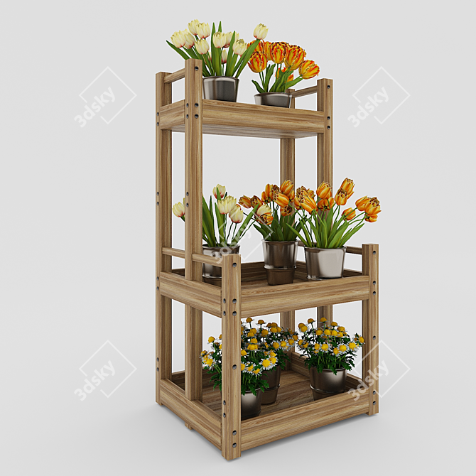 Title: Blossom Bedecked Floral Shelf 3D model image 1