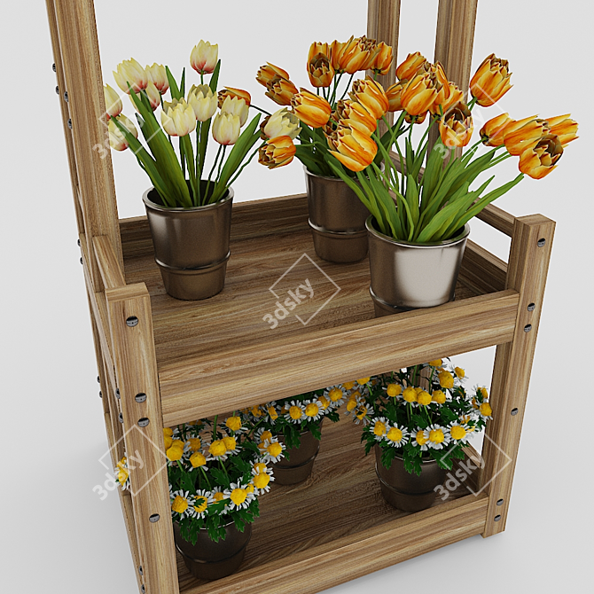 Title: Blossom Bedecked Floral Shelf 3D model image 2