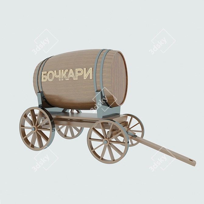 Title: Exhibition Barrel Cart 3D model image 2