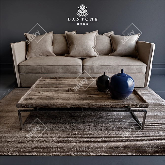 Elegant Divan Annecy, Stylish Coffee Table TY380-YM & Luxurious Carpet MAQ-02-Taupe 3D model image 1