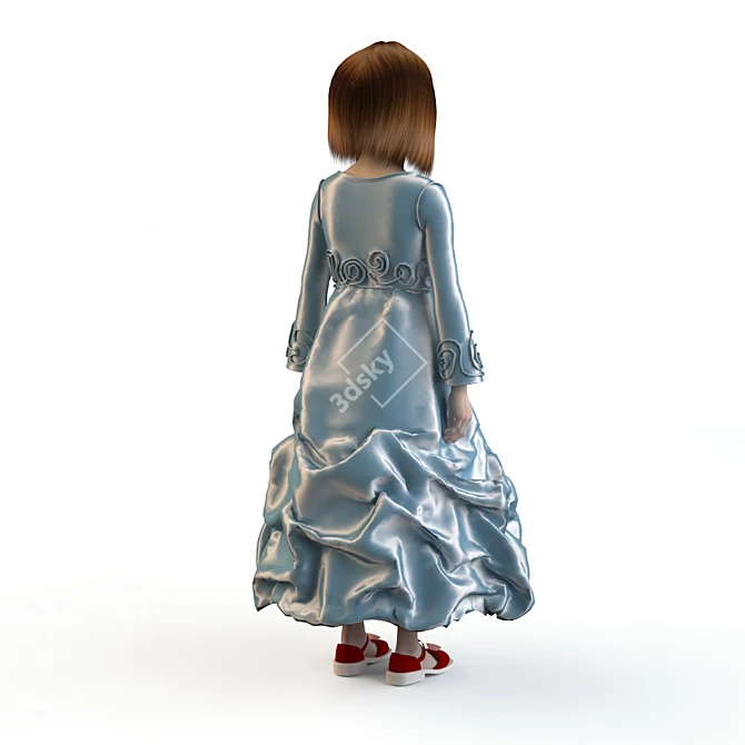 Festive Children's Dress: Perfect for Celebrations 3D model image 3