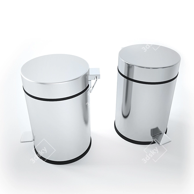 Elegant Stainless Steel Pedal Bin 3D model image 2