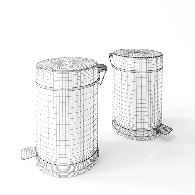 Elegant Stainless Steel Pedal Bin 3D model image 3