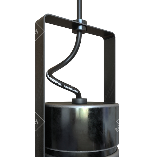 Vintage Industrial Pendant Light 3D model image 2