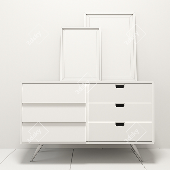 Solid Board Sideboard | 109cm wide 3D model image 3